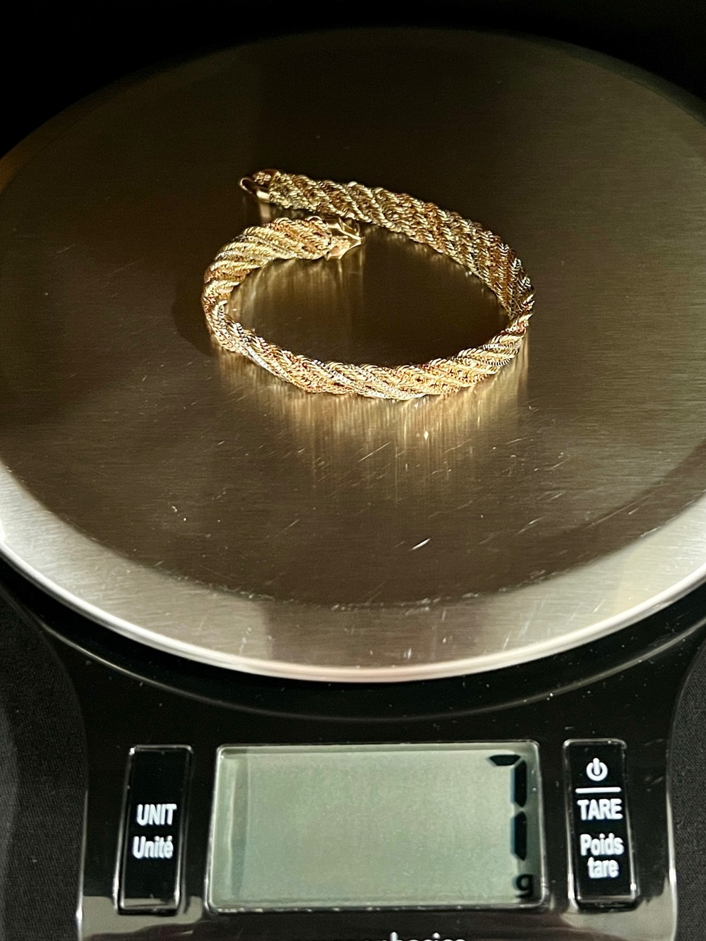 Vintage 14K Tri-Color Gold Braided Rope Chain Bracelet | 7.5", 8mm, 7g - Picture 9 of 10